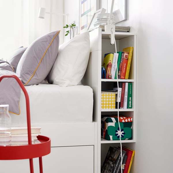BRIMNES Base de cama con cabecera, blanco, King