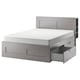 BRIMNES Base de cama con cabecera, gris, King