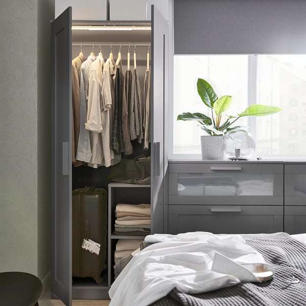 BRIMNES Clóset c/2 puertas, gris, 78x50x190 cm