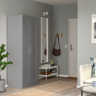 BRIMNES Clóset c/2 puertas, gris, 78x50x190 cm