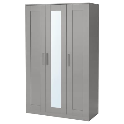 BRIMNES Clóset c/3 puertas, gris, 117x50x190 cm