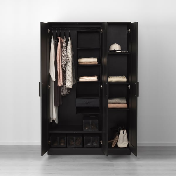 BRIMNES Clóset c/3 puertas, negro, 117x50x190 cm