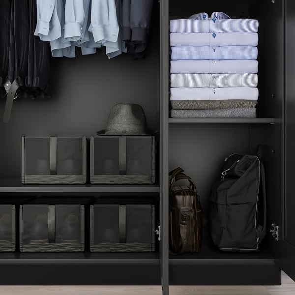 BRIMNES Clóset c/3 puertas, negro, 117x50x190 cm