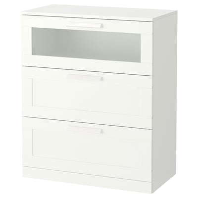 BRIMNES Cómoda de 3 cajones, blanco, 78x46x95 cm
