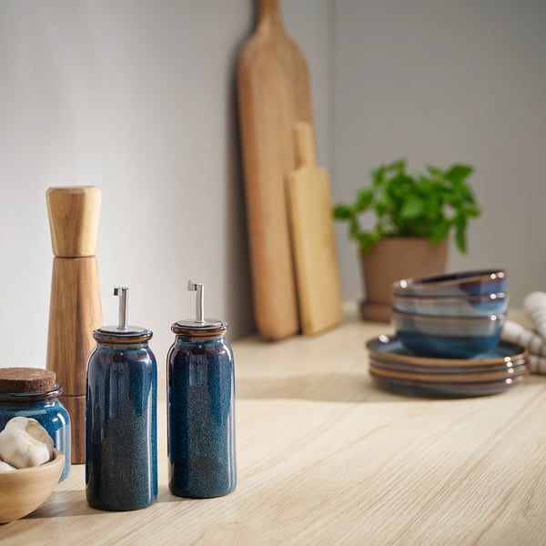 BRUGDHAJ Vinagrera/aceitera, azul, 19 cm