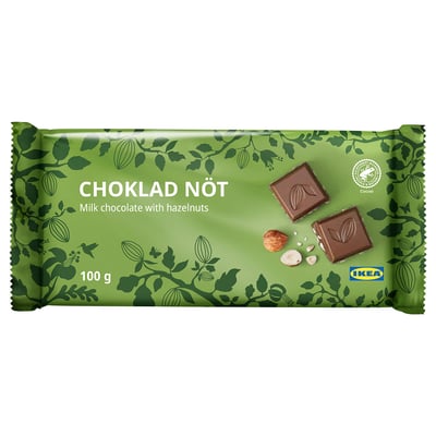 CHOKLAD NÖT Tableta chocolate c/leche, con avellanas Rainforest Alliance Certified, 100 g