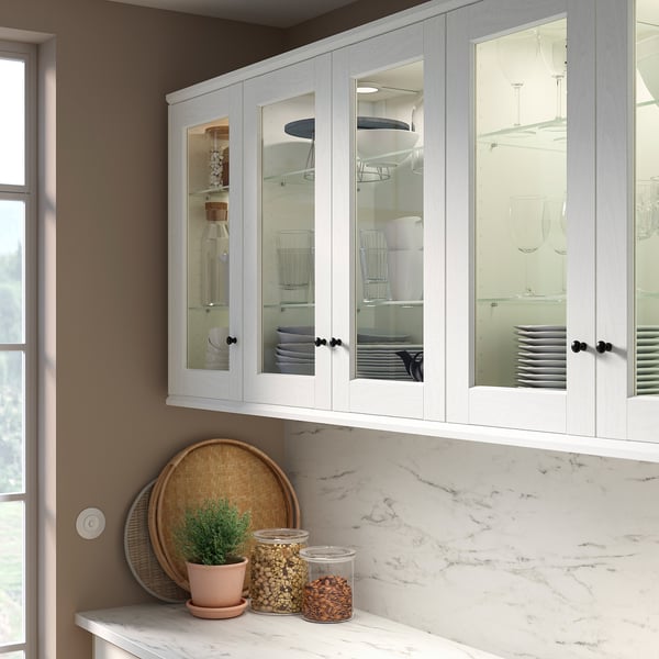 ENKÖPING Puerta de vidrio, blanco efecto madera, 38x76 cm