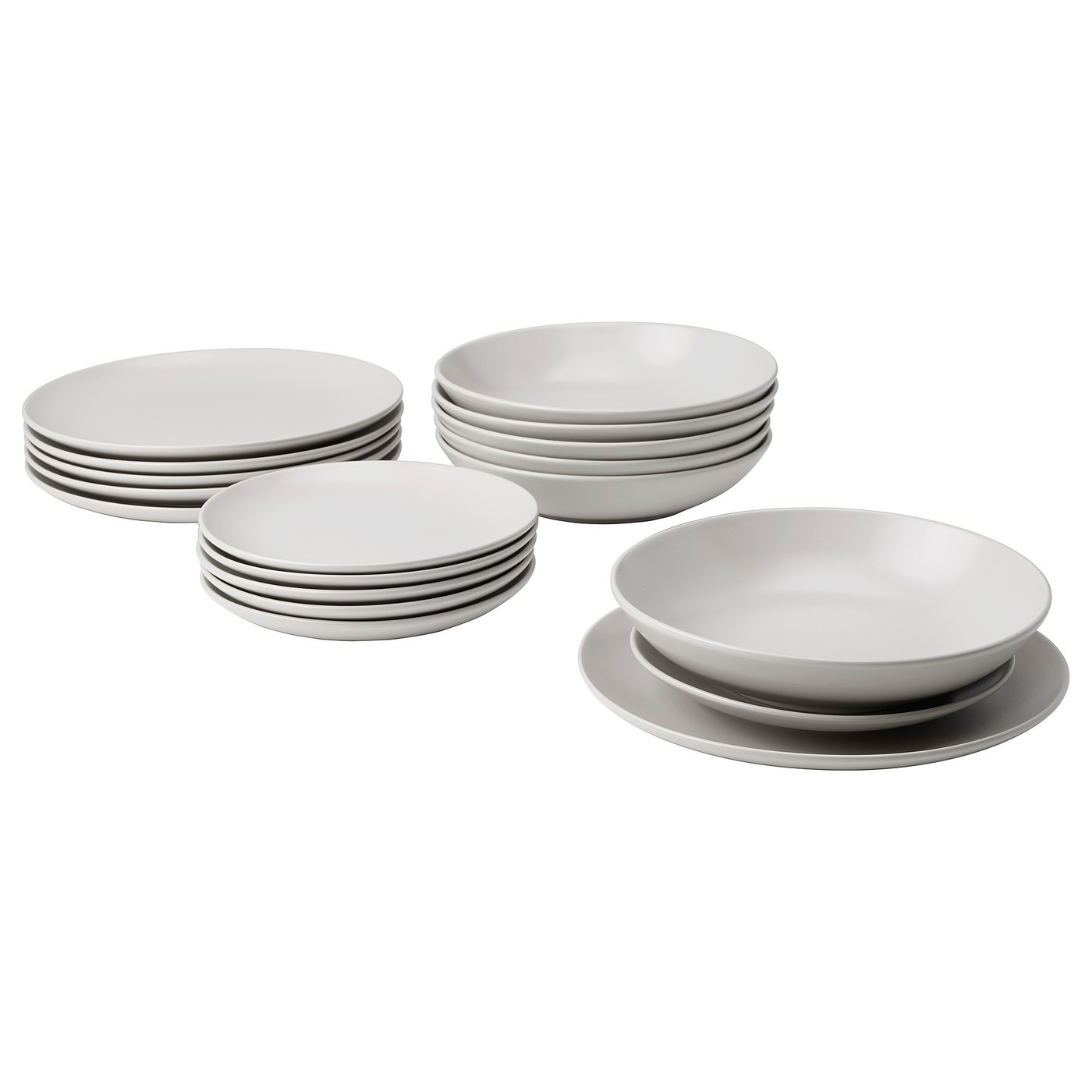 FÄRGKLAR Vajilla de 18 piezas, mate gris claro