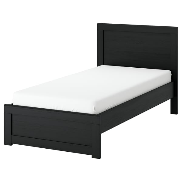 FÅGELFJÄLLET Base de cama, negro efecto roble, Individual