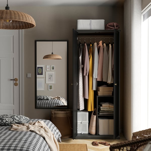 FÅGELFJÄLLET Clóset c/2 puertas, negro efecto roble, 82x60x194 cm