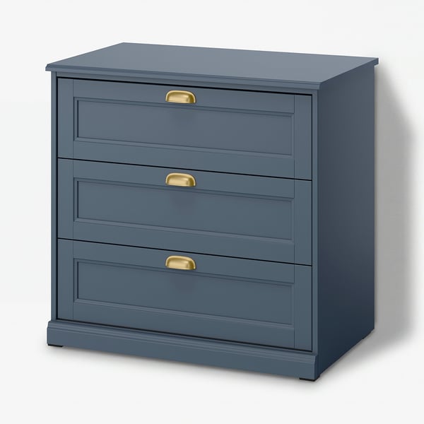 FÅGELFJÄLLET Cómoda de 3 cajones, azul grisáceo oscuro, 82x51x78 cm