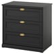 FÅGELFJÄLLET Cómoda de 3 cajones, negro efecto roble, 82x51x78 cm