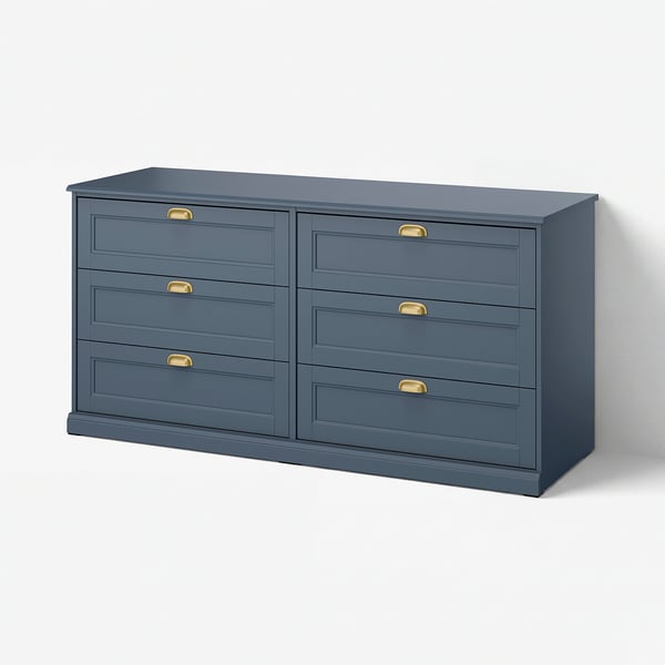 FÅGELFJÄLLET Cómoda de 6 cajones, azul grisáceo oscuro, 160x51x78 cm