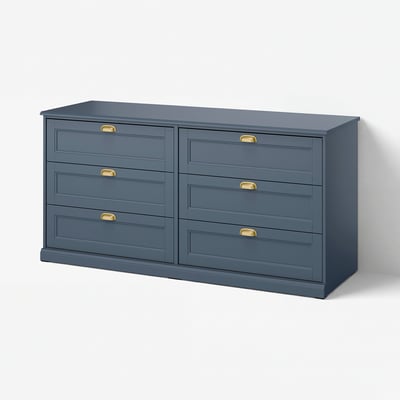 FÅGELFJÄLLET Cómoda de 6 cajones, azul grisáceo oscuro, 160x51x78 cm