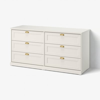 FÅGELFJÄLLET Cómoda de 6 cajones, hueso, 160x51x78 cm