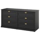 FÅGELFJÄLLET Cómoda de 6 cajones, negro efecto roble, 160x51x78 cm