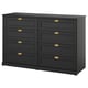 FÅGELFJÄLLET Cómoda de 8 cajones, negro efecto roble, 160x51x101 cm
