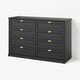 FÅGELFJÄLLET Cómoda de 8 cajones, negro efecto roble, 160x51x101 cm