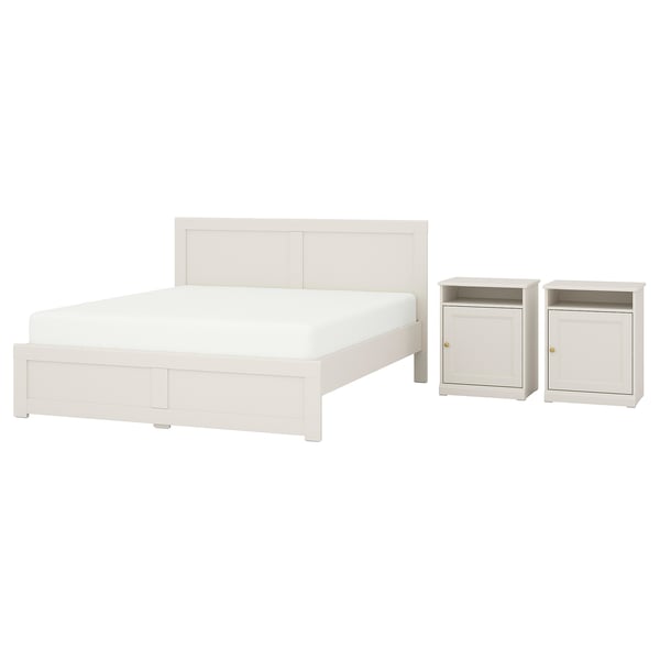 FÅGELFJÄLLET Muebles para recámara, 3 piezas, hueso, Matrimonial