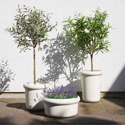 FEJKA Planta artificial, int/ext/Adelfa blanco, 19 cm