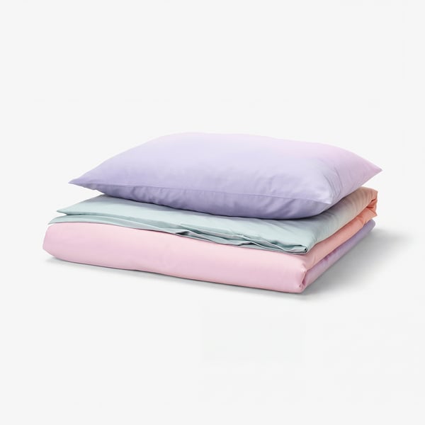 FLÄDERBUSKE Funda nórdica +funda(s) de almohada, multicolor, Individual
