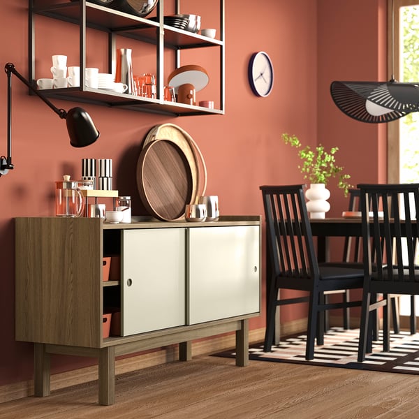 FÖRSÄLJARE Bufetera, beige oscuro madera/beige claro, 140x46x78 cm