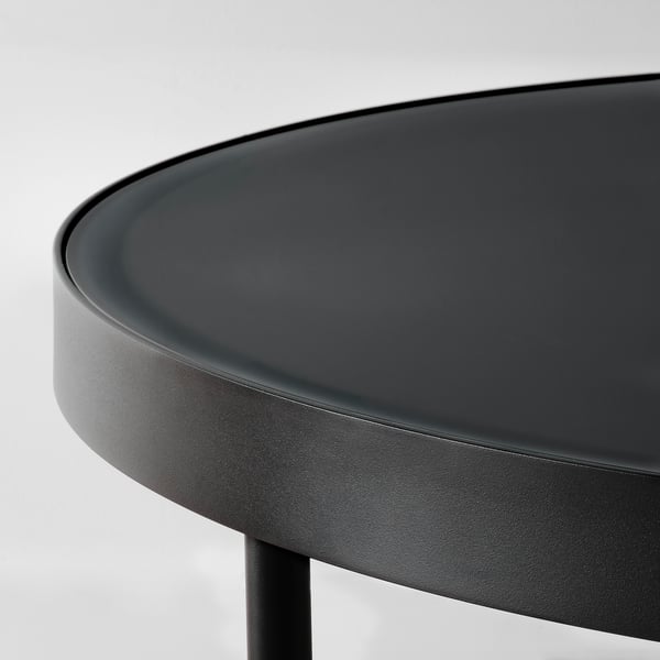 FRÖTORP Mesa de centro, carbón efecto mármol/negro vidrio, 88 cm