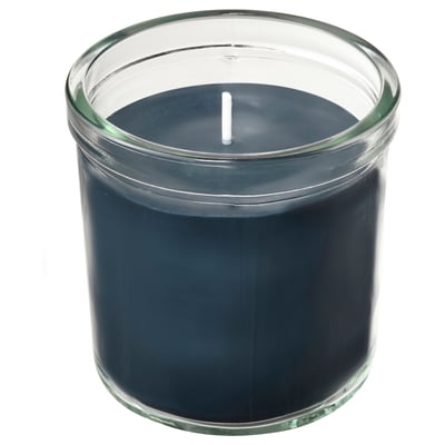 FRUKTSKOG Vela aromática en vaso, Vetiver y geranio/Negro-turquesa, 40 hr