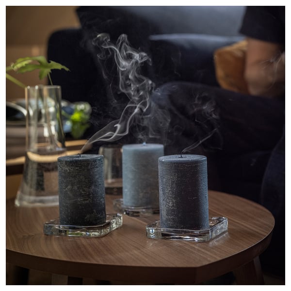 FRUKTSKOG Vela aromática grande, Vetiver y geranio/Negro-turquesa, 30 hr