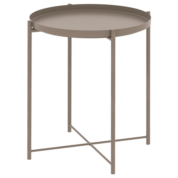 GLADOM Mesa con bandeja, gris beige, 45x53 cm