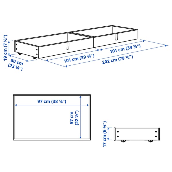 GLADSTAD Cajones para cama, Kabusa gris claro, Queen/King