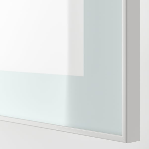 GLASSVIK Puerta de vidrio, blanco/Verde claro vidrio esmerilado, 60x64 cm