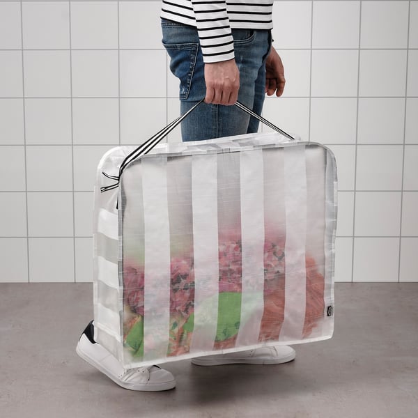 GÖRSNYGG Bolsa de almacenaje, blanco/transparente, 55x49x19 cm