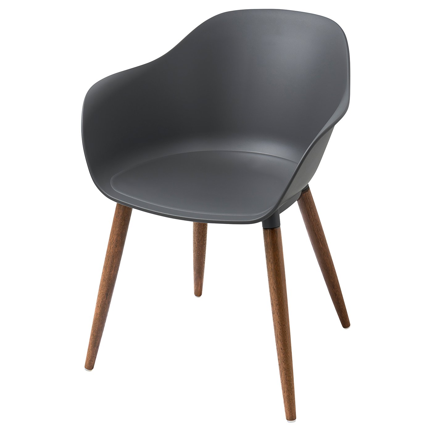 GRÖNSTA Silla con reposabrazos, int/ext, gris/café oscuro/madera