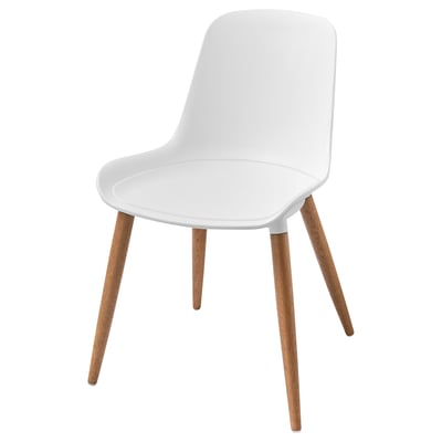 GRÖNSTA Silla, int/ext blanco/café claro/madera