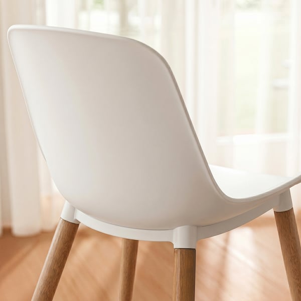 GRÖNSTA Silla, int/ext blanco/café claro/madera
