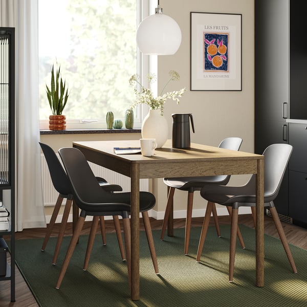 GRÖNSTA Silla, int/ext gris/café oscuro/madera
