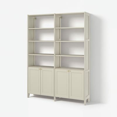 GULDDRAGARE Combinación de almacenamiento, beige/con 4 puertas con repisas, 159x37x216 cm