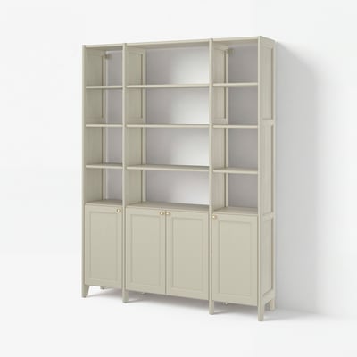 GULDDRAGARE Combinación de almacenamiento, beige/con 4 puertas con repisas, 162x37x216 cm