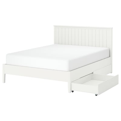 GULLABERG Base de cama con 2 cajones, blanco/Luröy, King