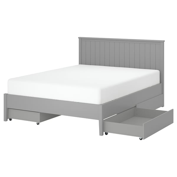 GULLABERG Base de cama con 4 cajones, gris, Matrimonial