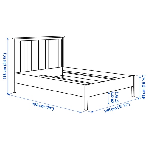 GULLABERG Base de cama, gris, Matrimonial