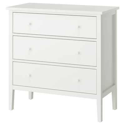 GULLABERG Cómoda de 3 cajones, blanco/Función de anclaje/desbloqueo, 99x48x100 cm