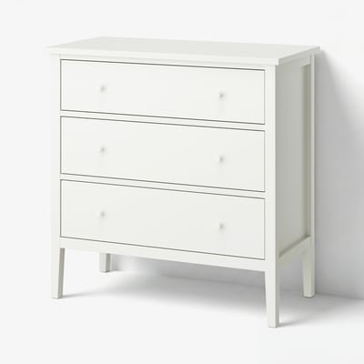 GULLABERG Cómoda de 3 cajones, blanco/Función de anclaje/desbloqueo, 99x48x100 cm