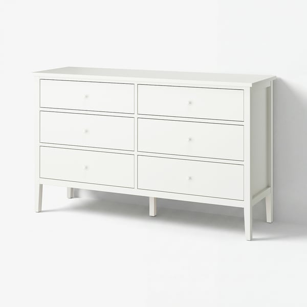 GULLABERG Cómoda de 6 cajones, blanco/Función de anclaje/desbloqueo, 168x48x100 cm