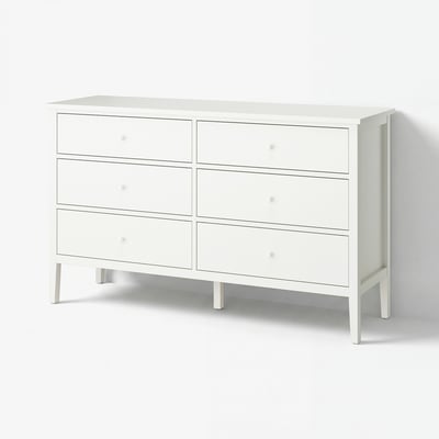 GULLABERG Cómoda de 6 cajones, blanco/Función de anclaje/desbloqueo, 168x48x100 cm