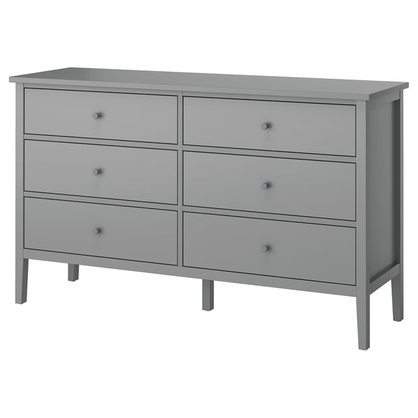 GULLABERG Cómoda de 6 cajones, gris/Función de anclaje/desbloqueo, 168x48x100 cm