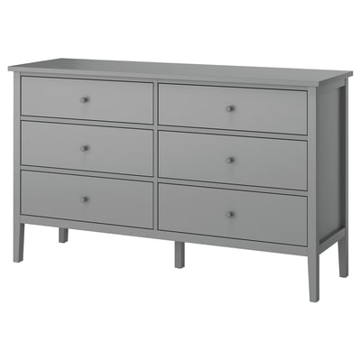 GULLABERG Cómoda de 6 cajones, gris/Función de anclaje/desbloqueo, 168x48x100 cm