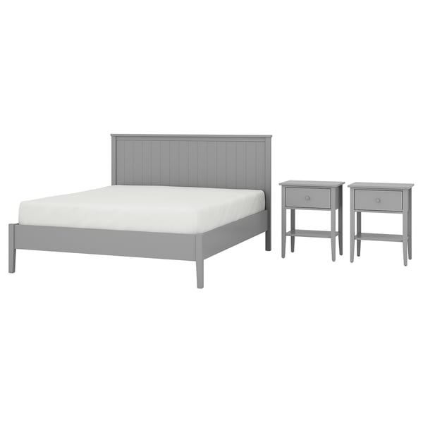 GULLABERG Muebles para recámara, 3 piezas, gris, Matrimonial