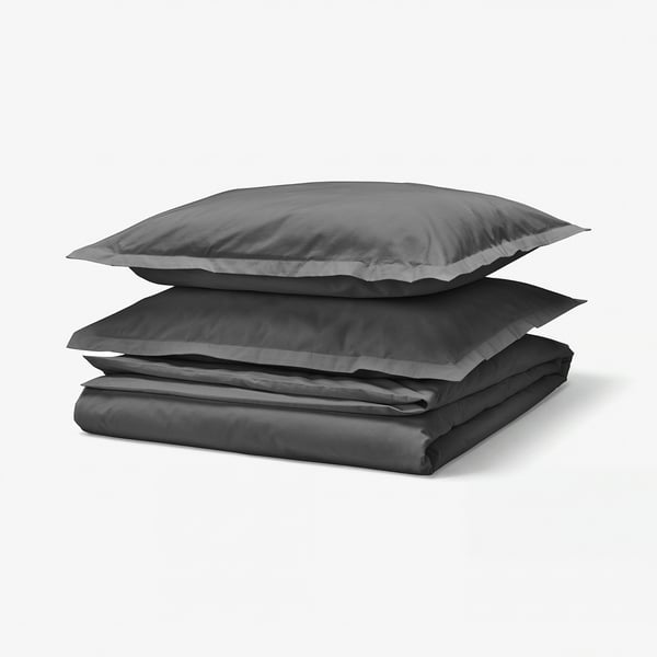 HAMPFLOCKEL Funda nórdica +funda(s) de almohada, gris oscuro, King